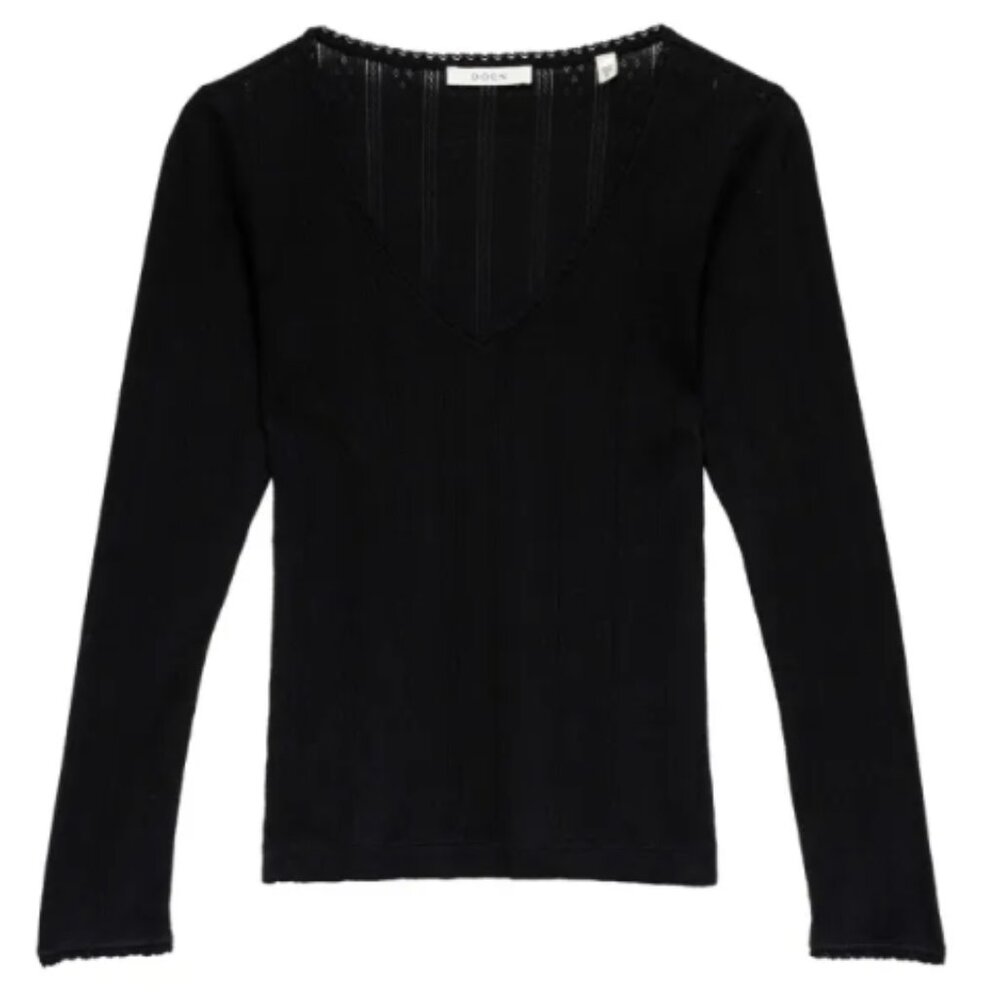 Doen Cilla Tee in Black  Pointelle